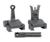Midwest Industries MICRSSET Combat Rifle Sight Set Flip Up Front & Rear Black for AR-15, M16, M4