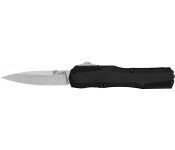 Kershaw 9000 Livewire 3.30" OTF Spear Point Plain Stonewashed CPM 20V SS Blade/ Textured Black Anodized Aluminum Handle Includes Pocket Clip