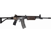 JRA Gallant Rifle, 5.56 NATO, S/A, 18" BBL, W/ Bayonet Lug, Side Fold Stock, Compensator, Battle Worn Model, Wood Handguard, 30 Rd Mag, Rifle Case 