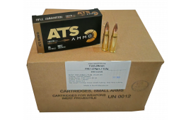 ATS X-Force 7.62x39 Ammunition,124 Gr, FMJ, Brass Cased, Boxer Primed, Non-Corrosive, Reloadable, Made In Macedonia - 540 Round Case