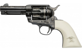 Pietta GW9LLE312NMUI Great Western II Liberty #6 Shot 3.50" Blued Engraved Octagon Barrel, Blued Engraved Cylinder & Frame, Ultra Ivory w/Engraved Liberty Eagle Grip Revolver