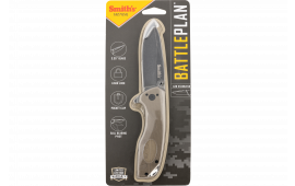 Smiths Products 50995 BattlePlan 3.35" Folding Drop Point Plain Black Stonewashed 400 SS Blade/ Desert Tan G10 Handle Includes Pocket Clip