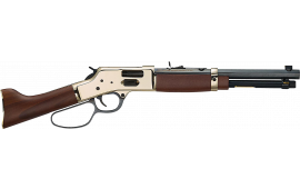 Henry H006GCML Mare's Leg Side Gate 5+1 12.90" Blued Octagon Barrel, Polished Hardened Brass Rec, American Walnut Furniture, Large Loop Lever, Adj. Sight