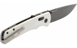 S.O.G SOG11181041 Flash AT 3.45" Folding Straight Back Plain TiNi Cryo D2 Steel Blade/Concrete Gray Textured Green Handle Includes Belt Clip