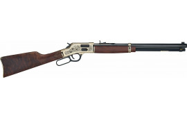 Henry H006GMD Side Gate Semi-Fancy American Walnut 357 Mag/38 Special 10+1 20" Blued Octagon Barrel, Engraved Polished Brass Rec, Semi-Fancy American Walnut Stock, Adj. Sight
