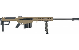 Barrett  M107A1 .50 BMG 29" Chrome Lined Fluted Barrel 10rd Semi-Auto Rifle, 1:15 Twist W/ Muzzle Brake & QD Suppressor Mount - FDE Cerakote