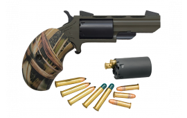 North American Arms Naatghc Huntsman 22 Mag/22 LR #5 Shot 2", OD Green Frame/Barrel, Black Cylinder, Camo Grips, Fixed Marble Arms Sights, Includes Cylinder & Black Leather Holster Revolver