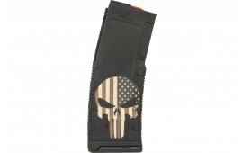 Black Rain Ordnance Magazine 30rd, Black Polymer with Punisher American Flag Engraving, Fits AR-15 Platform