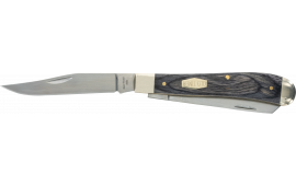 Old Timer 1135990 Heritage Series Trapper 940T 3" Clip/Spey D2 Steel Blade 3.70" Black/Tan Wood Laminate Handle