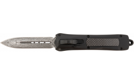 Steel River Knives A163BDD Spartan 3.50" OTF Dagger Plain Damascus 440C SS Blade/Black w/Carbon Fiber Inlay Aluminum Zinc Alloy Handle