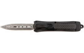 Steel River Knives MA163BDD Spartan Mini 2.70" OTF Dagger Plain Damascus 440C SS Blade/ Black w/Carbon Fiber Inlay Aluminum Zinc Alloy Handle