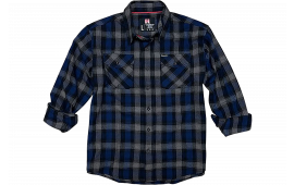 Hornady Gear 32203 Flannel Shirt Large Navy/Black/Gray, Cotton/Polyester, Relaxed Fit Button Up