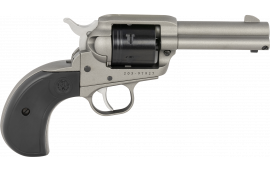 Ruger 2016 Wrangler 6rd 3.75" Silver Cerakote Aluminum Black Cerakote Steel Cylinder with Black Birdshead Grips Revolver