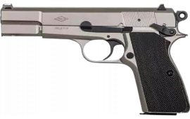 Inglis 12000001 P-35 Hi-Power 9mm, Semi-Auto Pistol, 4.7" Barrel, 15 Round, Ambi-Safety, Satin Nickel w/ Black G10 Grip