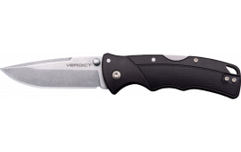 Cold Steel CSFLC3SPSSZ Verdict EDC 3" Tanto Plain Folding 4116 Krupp SS Blade, Black Textured GFN Handle