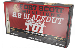 Fort Scott Munitions 86BLK285SCV2SS Tumble Upon Impact (TUI) 8.6 Blackout 285 GRSolid Copper Spun 20 Per Box 