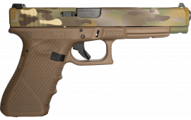 Weapon Works PI3430103-228071 G34 Gen 3 Competition Frame 17+1 5.31" Black Steel Barrel, MC w/Mesh Stippling Long/Serrated Steel Slide, Flat Dark Earth Polymer Frame w/Picatinny Rail