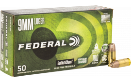 Federal BC9H1 BallistiClean 9mm BallistiClean 100 GRLead-Free Frangible 50 Per Box/20 Cs - 50rd Box