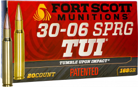 Fort Scott Munitions 3006168SCV Tumble Upon Impact (TUI) Rifle 30-06 168 GRSolid Copper Spun 20 Per Box 