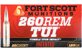 Fort Scott Munitions 260123SCV2 Tumble Upon Impact (TUI) 260 Rem 123 GRSolid Copper Spun 20 Per Box 