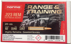 Norma Ammunition 701205994 223 Rem 62 GRFull Metal Jacket 20 Per Box 