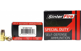 SinterFire Inc SF38075SD Special Duty (SD) 380 ACP 75 GRLead Free Frangible Hollow Point 20 Per Box 