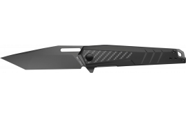 Real Avid AVRAV6 RAV-6 3.40" Folding Tanto Plain Titanium 8Cr13MoV SS Blade, Black Textured Aluminum/Carbon Fiber Handle, Clamshell Pkg