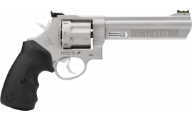 Taurus 2608069CMP 608 Competition 357 Mag/38 Special +P 8rd 6" Matte Stainless Barrel, Cylinder & Frame, Black Finger Grooved Grip, Transfer Bar Safety, Exposed Hammer Revolver