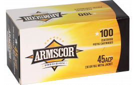 Armscor 50443 45 ACP 230 GR, Brass Cased, Boxer Primed, Reloadable, FMJ - Value Pack - 100 Round Box