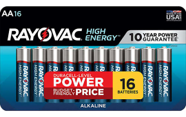 Rayovac 81516LT03 AA High Energy Alkaline Batteries Silver/Blue 1.5 Volts 2,700 mAh (16) Single Pack