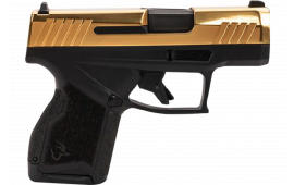 Taurus 1-GX4M931G GX4 3.0 Micro-Compact Frame 9mm 13+1 3.38 Satin Black DLC Gold PVD Alloy Slide Black