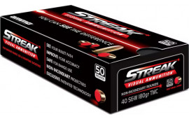 Ammo Inc 40180TMCSTRKRED50 Streak Visual (RED) 40 S&W 180 GR Total Metal Case 50 Per Box