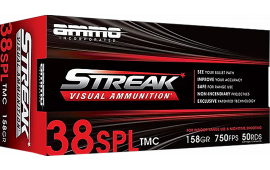 Ammo Inc 38158TMCSTRKRED50 Streak Visual (RED) 38Special 158 GR Total Metal Case 50 Per Box