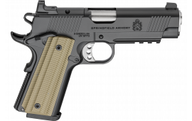 Springfield Armory PO9228AOS 1911 Operator 8+1 4" Black Cerakote Optic Ready Carbon Steel Slide Black Cerakote VZ G10 Grip