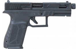 Puma APM9MFSPBLK P9x19 Compact Frame 15+1 4.50" Black Threaded Barrel, Optics Ready/Serrated Steel Slide, Black Polymer Frame w/Accessory Rail, Black Grip