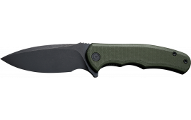 Civivi Knives C18026C-1 Praxis Mini 2.98" Folding Drop Point Plain Black Stonewashed D2 Steel Blade, OD Green Textured G10 Handle