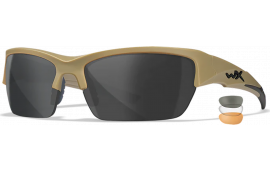 Wiley X CHVAL06T Valor Medium Smoke Gray/Clear/Light Rust Lens Polycarbonate Matte Tan Frame