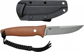 Civivi Knives C19046-5 Tamashii 4.07" Fixed Straight Back Plain Gray Stonewashed D2 Steel Blade, 4.73" Brown Textured Canvas Micarta Handle