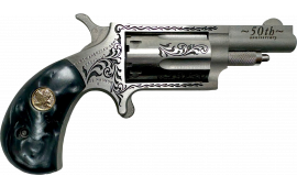 North American Arms 50th Anniversary Mini-Revolver NAA-22M-50B Pistol .22 WMR 1.63" Barrel 5rd SAO Engraved Stainless Black Pearl Grip Limited Edition