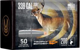 Federal Premium Trophy Bonded Tip Rifle Bullets .338 Cal 200 Grain Polymer Tip, 50 Count.