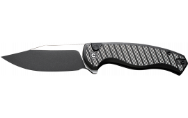 Civivi Stormhowl Folding Knife, 3.3" Nitro-V Clip Point Blade, Black Aluminum Handle, Button Lock.