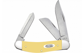 Case XX Sowbelly Folding Knife Yellow Synthetic Handle Chrome Vanadium Steel Clip/Sheepsfoot/Spey Blades