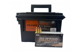 CCI Blazer Brass 9MM Ammo,115 Gr FMJ, Brass Case, Boxer Primed, Non-Corrosive, Reloadable, 450 Rounds In A Reusable Ammo Can - CCI-9-5200-450-CAN
