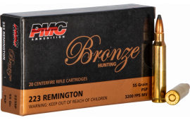 PMC 223SP Bronze 223 Rem 55 gr Pointed Soft Point (PSP) - 20rd Box