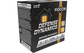 Fiocchi Defense Dynamics 12EX9P 12 Gauge Defense Buckshot, 9 Pellet, 2.75",  White Shells - 25 Round Boxes - 250sh Case