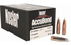 Nosler 53742 AccuBond  25 Cal .257 110 gr Spitzer Point Boat-Tail 50 Per Box