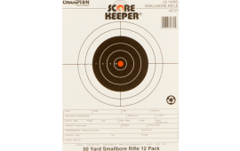 Champion Targets 45721 Score Keeper  Bullseye Paper 50 yds Small Bore Rifle 8.50" x 11" Black/Orange 12 PK