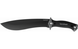 Kershaw 1077 Camp 10 10" Fixed Black/Gray w/Hand Guard Plain Black 65Mn Carbon Steel Blade Black/Gray Rubber Handle Includes Sheath