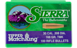Sierra 7768 Tipped MatchKing 30 Caliber .308 168 GR TMK 100 Box
