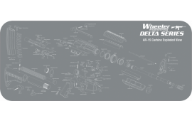 Wheeler 156824 AR-15 Maintenance Mat Delta Neoprene Top w/Rubber Back Gray w/White Logo & Picture 47" L x 20" W
